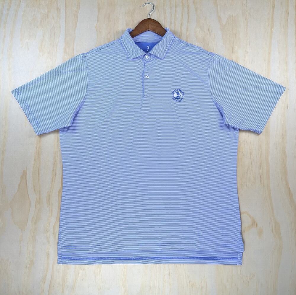 Fairway & Greene Men's XL Pebble Beach 1919 USA Striped Golf Polo Shirt Blue